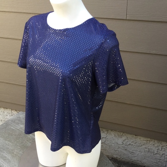 ConradC Navy Blue Top with iridescent flat sequins - Picture 3 of 8